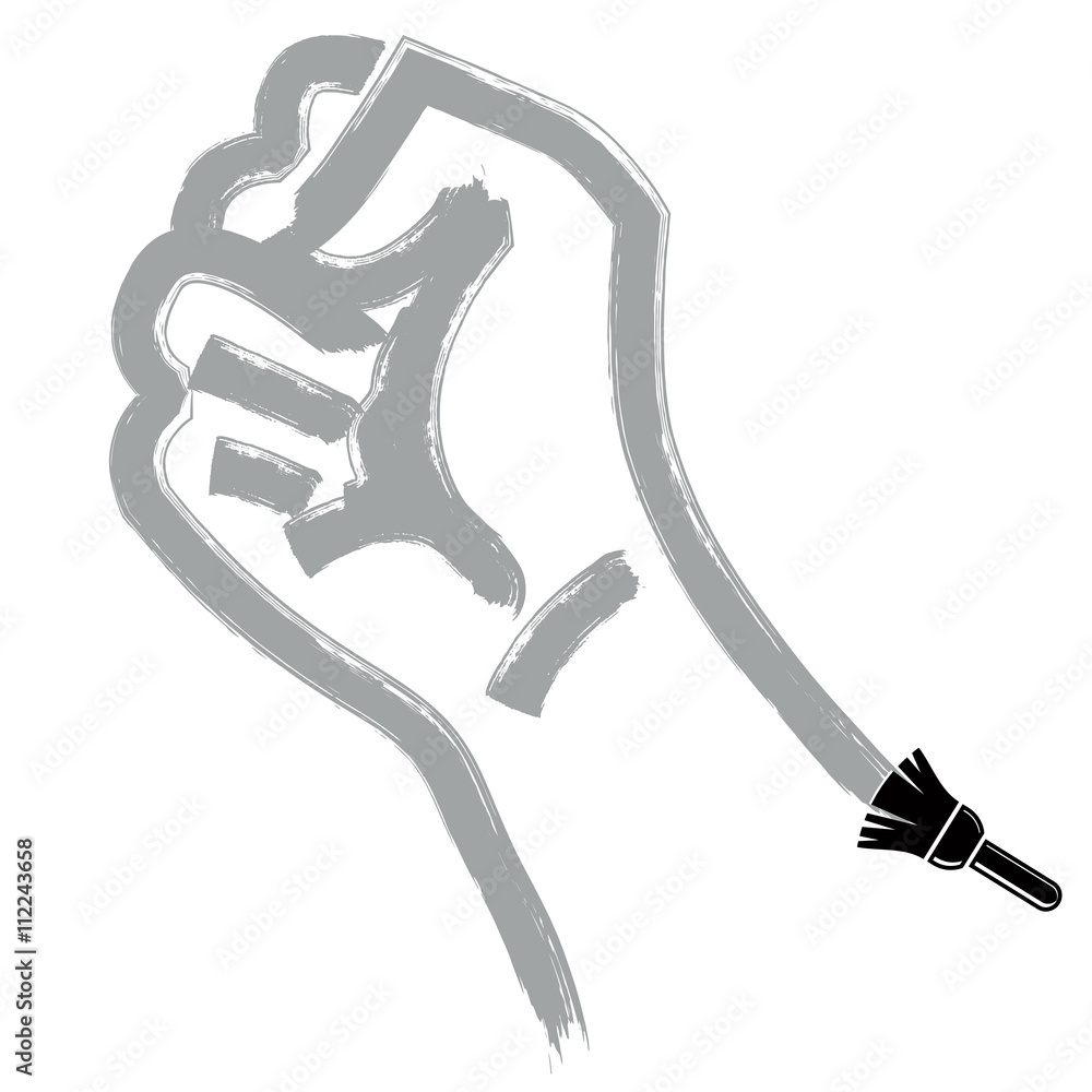 Vector brushed illustration of clenched fist held in protest, ha Stock ...