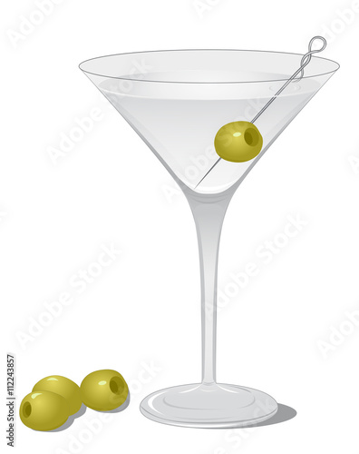 Cocktail Dry Martini isolated on white background