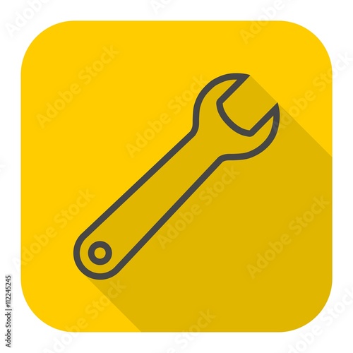 Wrench vector icon with long shadow