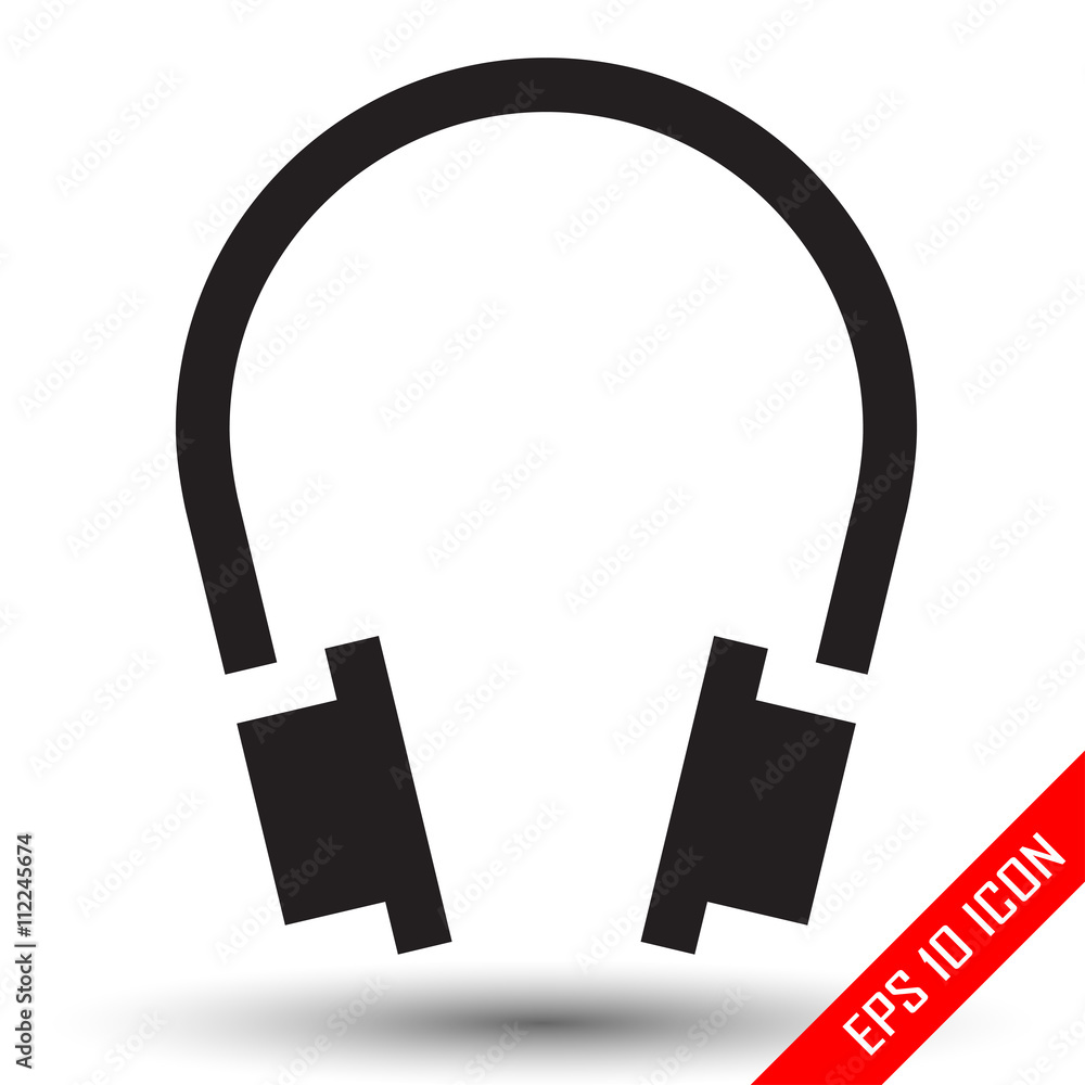 Headphones icon. Headphones logo. Flat icon of the headphones Stock Vector  | Adobe Stock