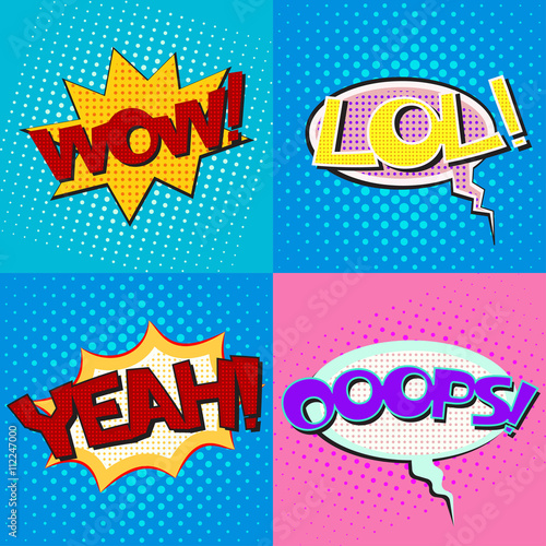 pop art speech bubbles set