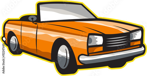 Vintage Cabriolet Top-Down Car Isolated Retro