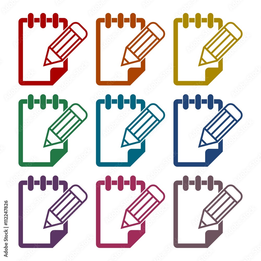 Notepad vector icons set 