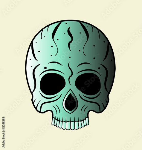 vector illustration of a colored skull for tattoo,teschio colorato vettoriale per tatuaggio