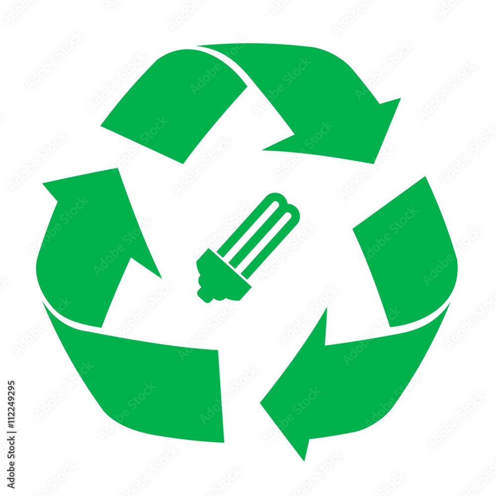 Obraz premium Ampoule électrique dans un symbole recyclage