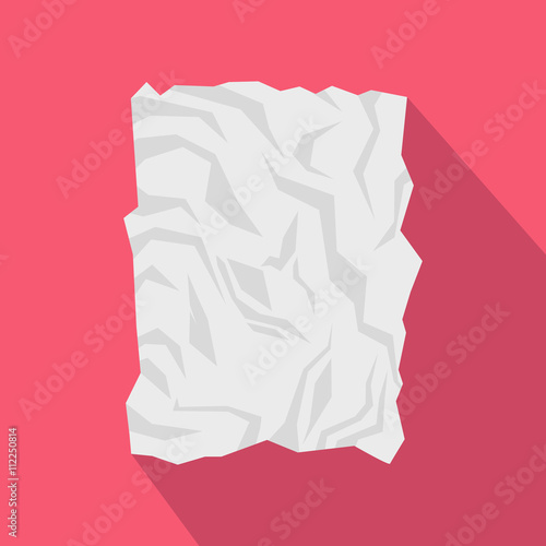 Crumpled paper icon, flat style