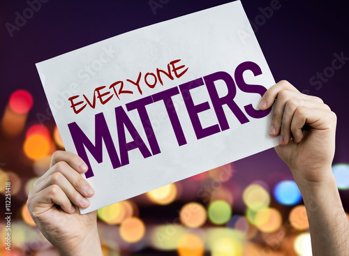 Fototapeta Everyone Matters placard with night lights on background