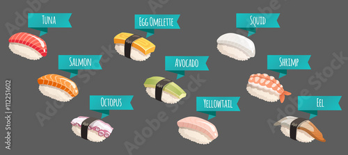 Vector sushi bar menu - nigiri