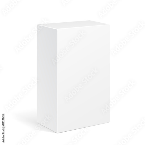 White Product Cardboard Package Box. Illustration Isolated On White Background. Mock Up Template Ready For Your Design. Vector EPS10