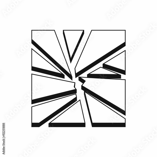 Broken glass icon, simple style