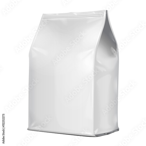White Blank Foil Food Pouch Bag Pack Vector EPS10