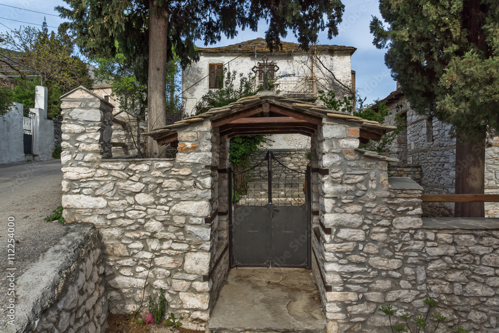 Entrance of old houses in village of Theologos,Thassos island, East Macedonia and Thrace, Greece  