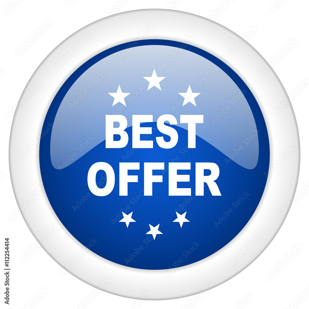 best offer icon, circle blue glossy internet button, web and mobile app illustration best offer icon, circle blue glossy internet button, web and mobile app illustration