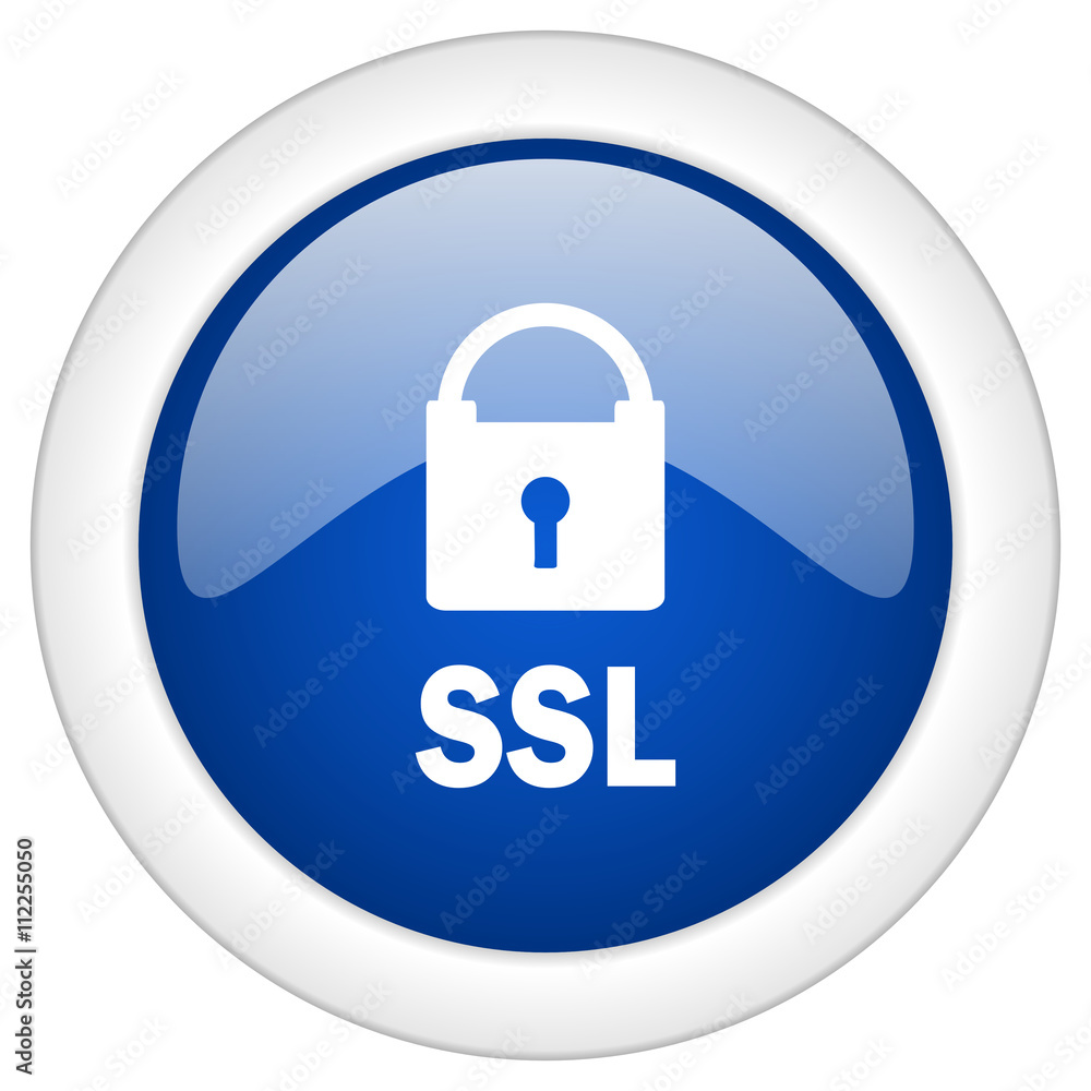 ssl icon, circle blue glossy internet button, web and mobile app illustration ssl icon, circle blue glossy internet button, web and mobile app illustration