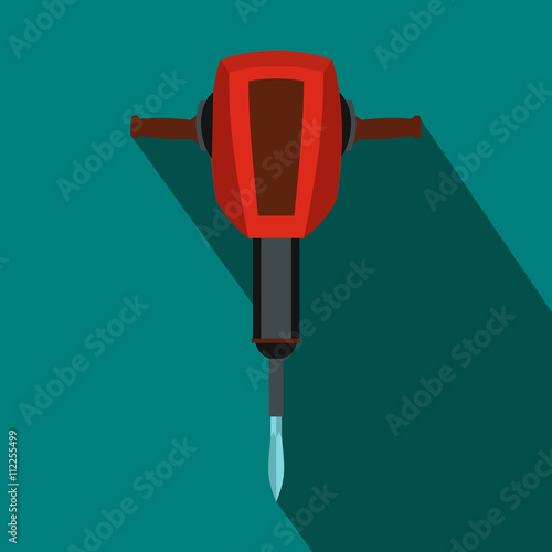 Pneumatic plugger hammer icon, flat style