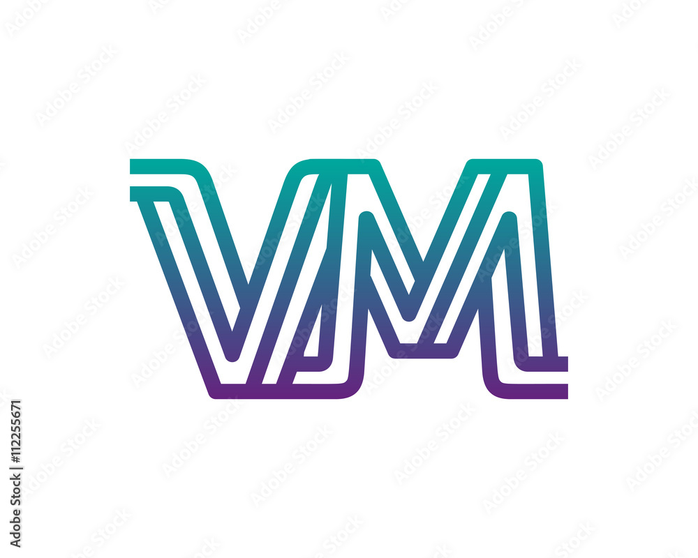 VM lines letter logo VM lines letter logo