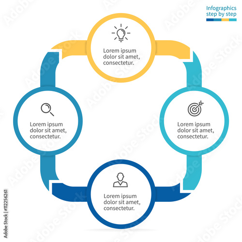 Circular infographics. Business diagram with 4 steps.