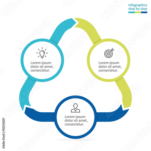 Circular infographics. Business diagram with 3 steps.