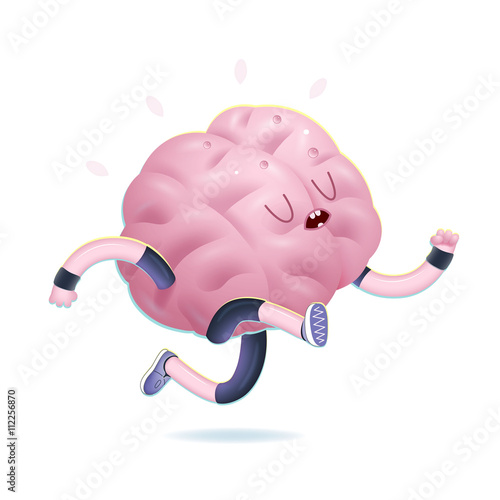 Train your brain series - the vector illustration of training brain activity, running. Part of a Brain collection.