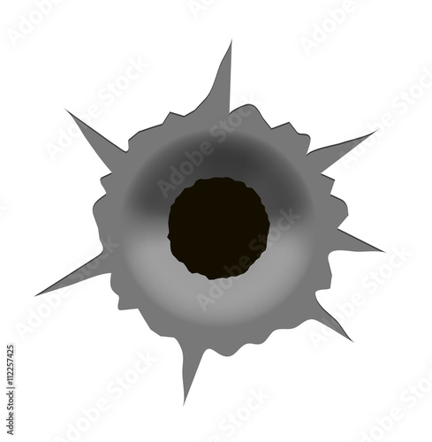 Vector modern bullet hole on white background