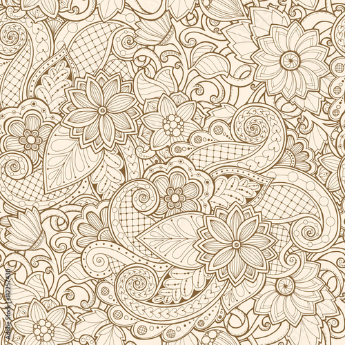Ornamental seamless ethnic pattern. Floral design template can be used for wallpaper, pattern fills, textile, fabric, wrapping, surface textures for design