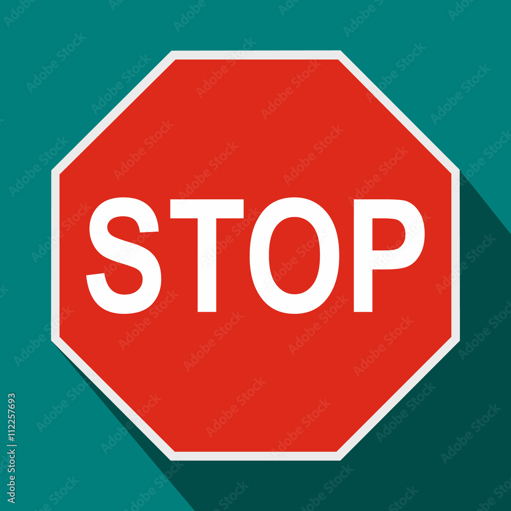 Red syop sign icon, flat style Red syop sign icon, flat style