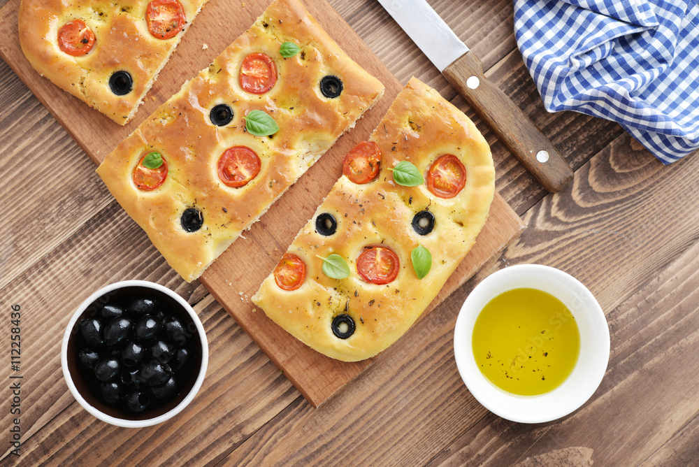 Italian food - traditional focaccia Italian food - traditional focaccia