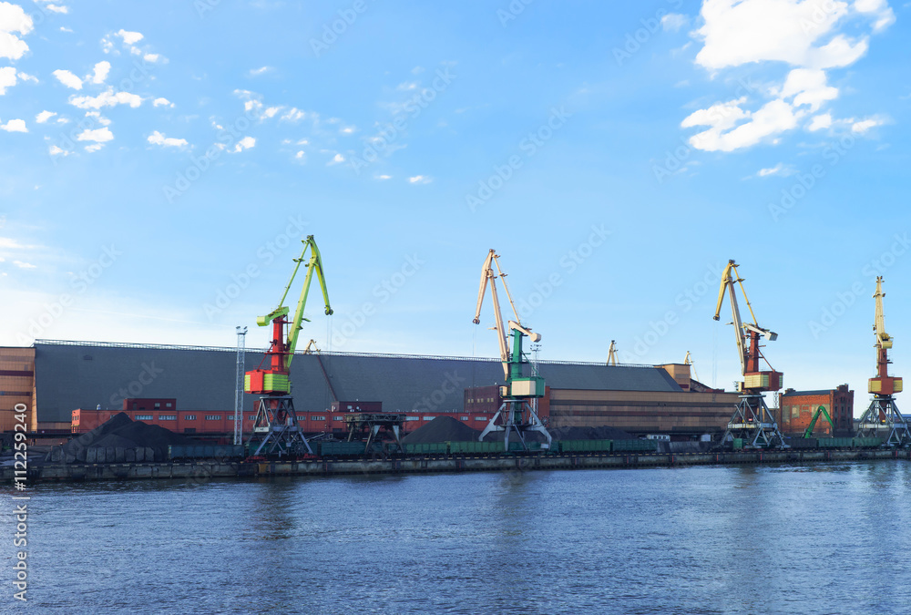 Lifting cranes at Marina in Ventspils