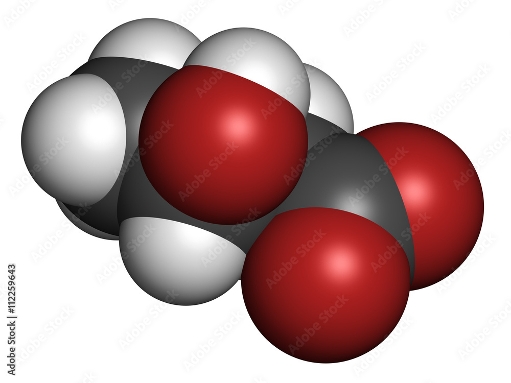 Beta-hydroxybutyric acid (beta-hydroxybutyrate) molecule. Beta-hydroxybutyric acid (beta-hydroxybutyrate) molecule.