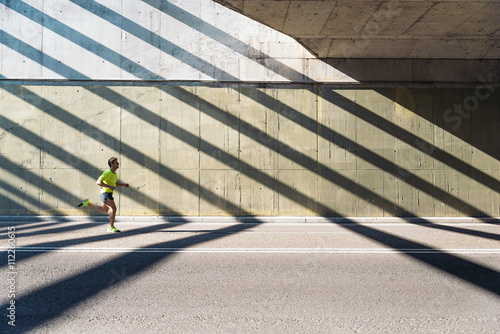 Man running in the city.