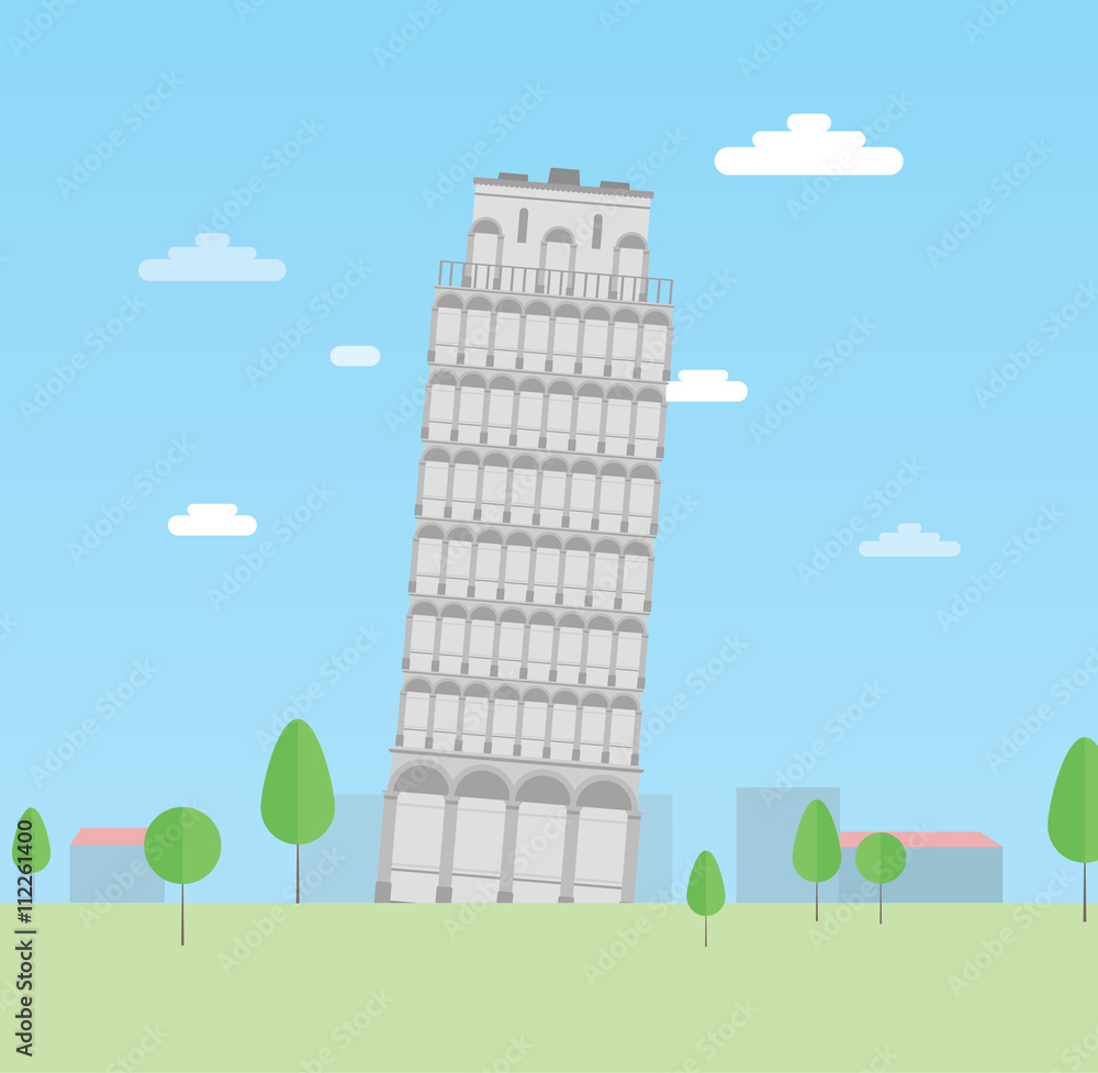 Leaning Tower of Pisa - illustration.