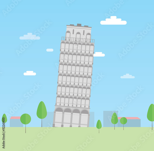 Leaning Tower of Pisa - illustration.