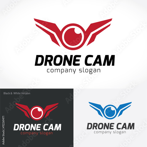 Drone Logo. Eye logo design template. vector logo template.
