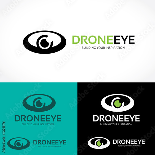 Drone Logo. Eye logo design template. vector logo template.