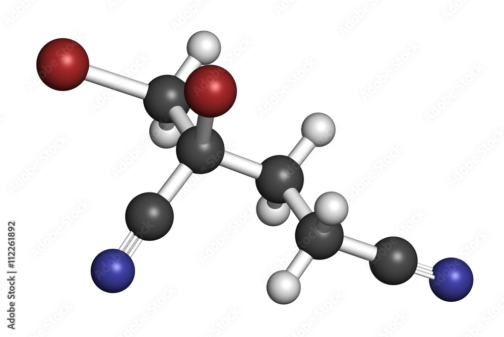 Methyldibromo glutaronitrile preservative molecule. Methyldibromo glutaronitrile preservative molecule.