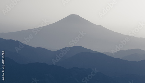 Fototapeta Naklejka Na Ścianę i Meble -  Beautiful sunrise time of Mountain Fuji in autumn season seen from Mountain Takayama , Shizuoka prefecture