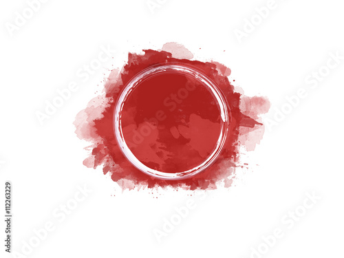 Aquarell Farbfleck in rot mit weißem Kreis in der Mitte, hochauflösende Illustration für kreative Designhintergründe