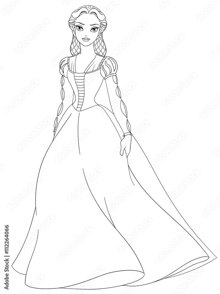 Girl In Dress Coloring Page