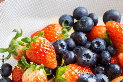 Fresh strawberries and blueberries