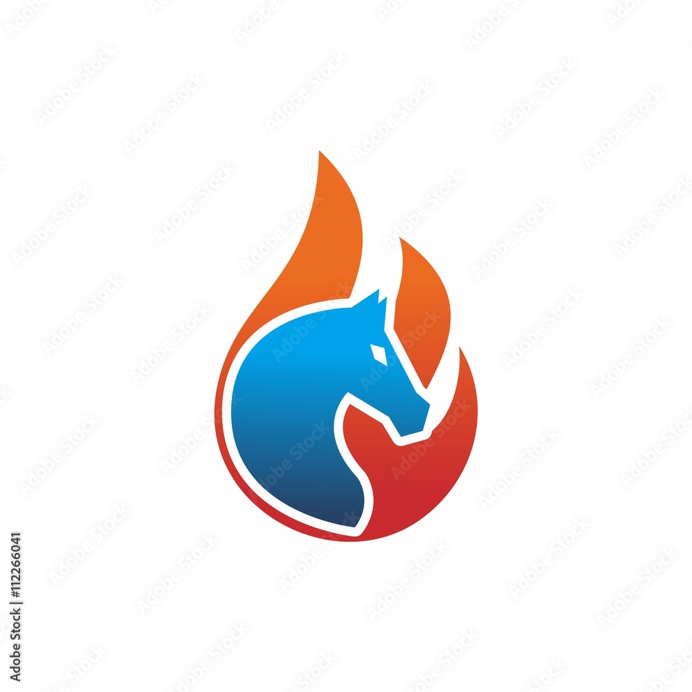 Elegant Fire Horse Logo Elegant Fire Horse Logo