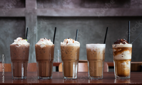 Five different kind of iced coffee