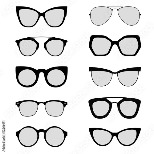Sunglasses silhouettes black and white vectors