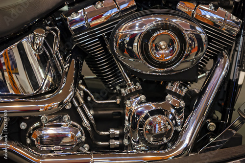 Part of chrome motorcycle engine