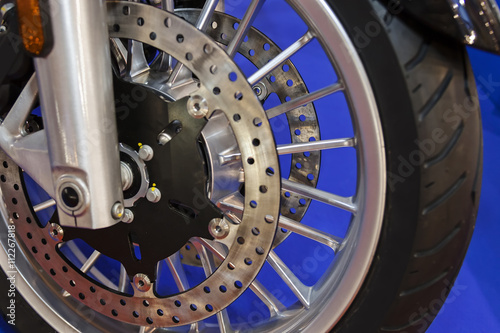 Motorcycle wheel closeup