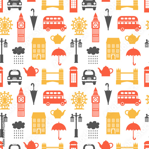 Seamless pattern with London symbols