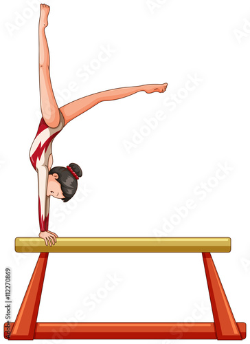 Woman athlete on balance beam
