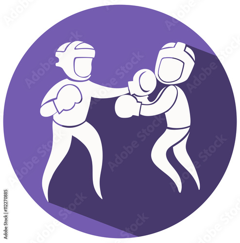 Sport icon design for boxing on round badge