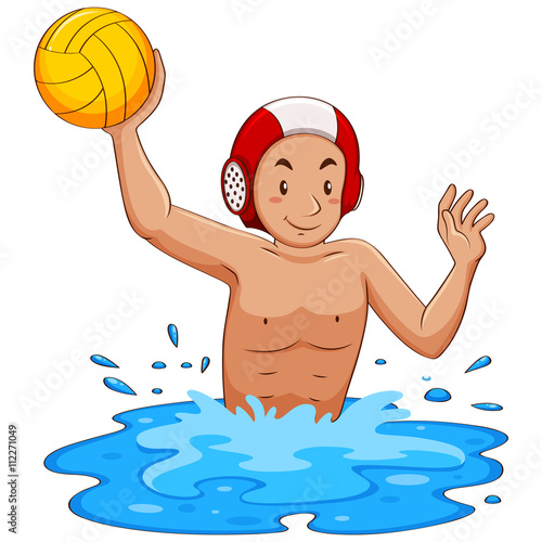 Man playing water polo in the pool
