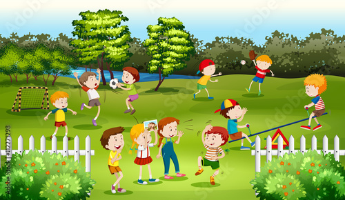 Children playing games in the park
