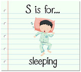 Flashcard letter S is for sleeping